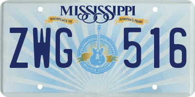 MS license plate ZWG516