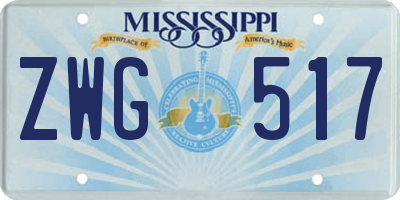 MS license plate ZWG517