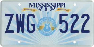 MS license plate ZWG522