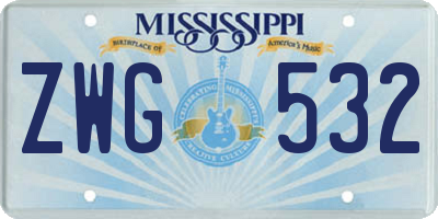 MS license plate ZWG532