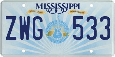 MS license plate ZWG533
