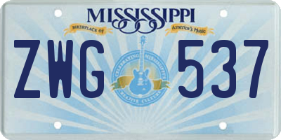 MS license plate ZWG537