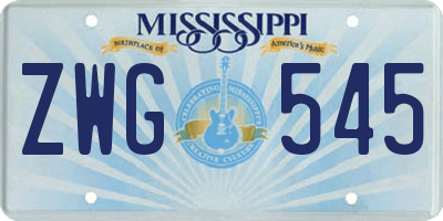 MS license plate ZWG545