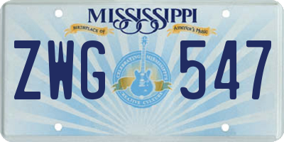 MS license plate ZWG547