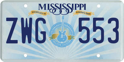 MS license plate ZWG553
