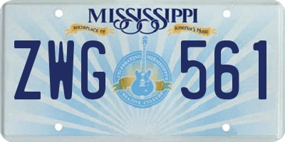 MS license plate ZWG561