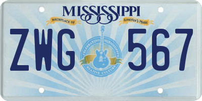 MS license plate ZWG567