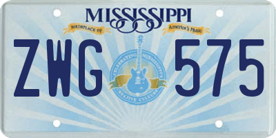 MS license plate ZWG575