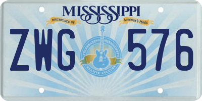 MS license plate ZWG576