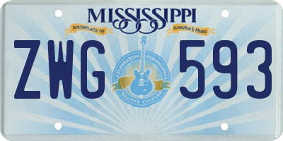 MS license plate ZWG593