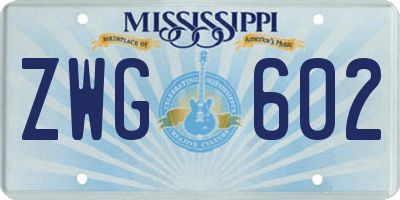 MS license plate ZWG602