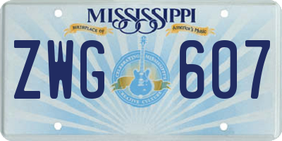 MS license plate ZWG607