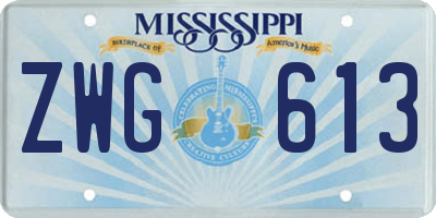 MS license plate ZWG613