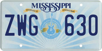 MS license plate ZWG630