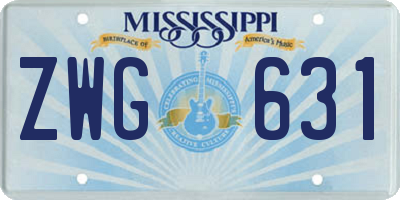 MS license plate ZWG631