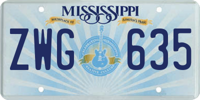 MS license plate ZWG635