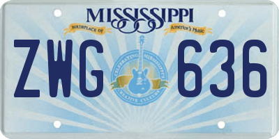 MS license plate ZWG636