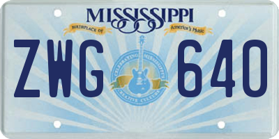 MS license plate ZWG640