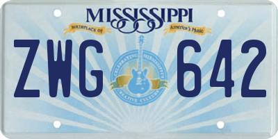 MS license plate ZWG642
