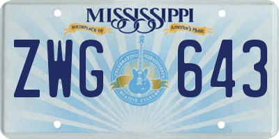 MS license plate ZWG643