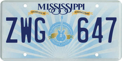 MS license plate ZWG647