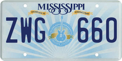MS license plate ZWG660