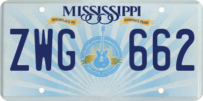 MS license plate ZWG662