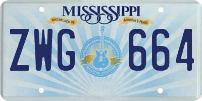 MS license plate ZWG664