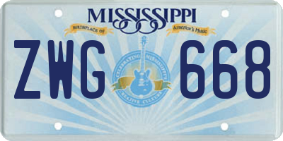MS license plate ZWG668