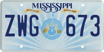 MS license plate ZWG673