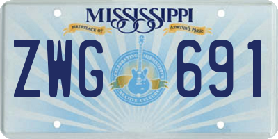 MS license plate ZWG691