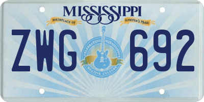 MS license plate ZWG692