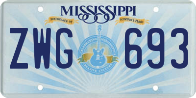 MS license plate ZWG693