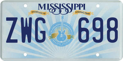 MS license plate ZWG698