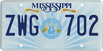 MS license plate ZWG702