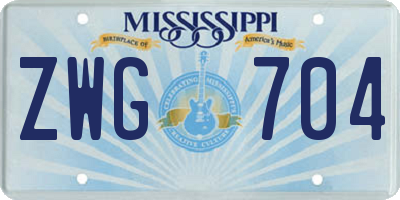 MS license plate ZWG704
