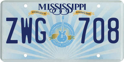 MS license plate ZWG708