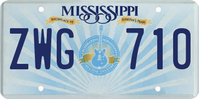 MS license plate ZWG710