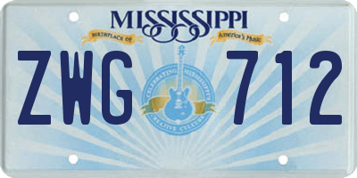 MS license plate ZWG712