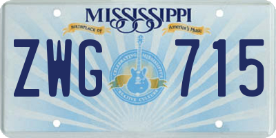 MS license plate ZWG715