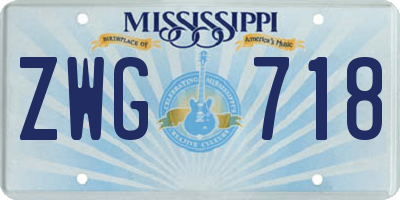 MS license plate ZWG718