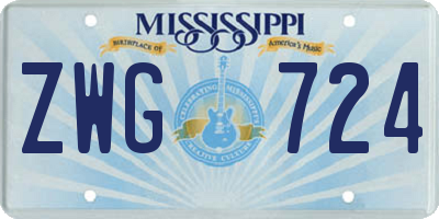 MS license plate ZWG724