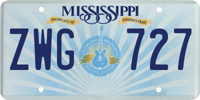 MS license plate ZWG727