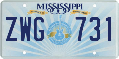 MS license plate ZWG731