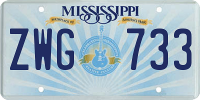 MS license plate ZWG733