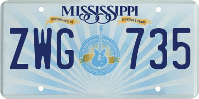 MS license plate ZWG735