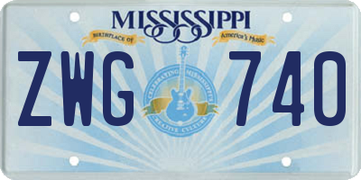 MS license plate ZWG740