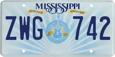 MS license plate ZWG742