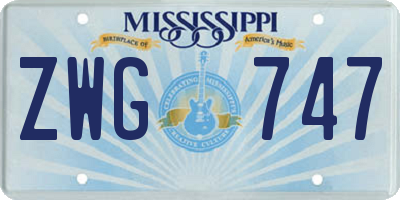 MS license plate ZWG747