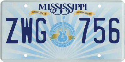 MS license plate ZWG756